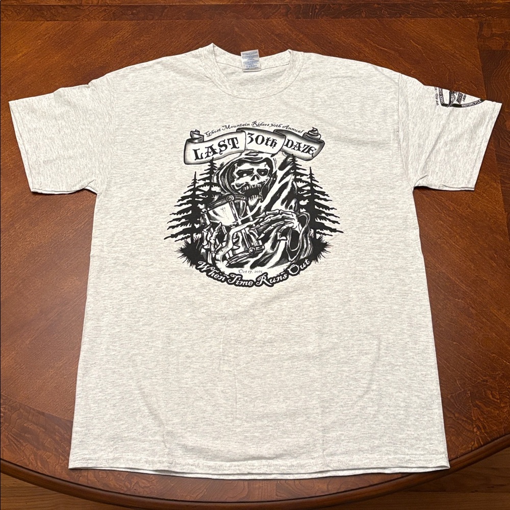 Ghost Mountain Riders Motorcycle Club Tee Shirt Men’s Large “Last 30th Daze”